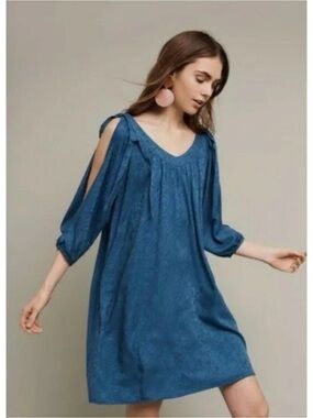 Holding Horses Leyton Cold Shoulder Dress Paisley Midi Dress Blue Medium